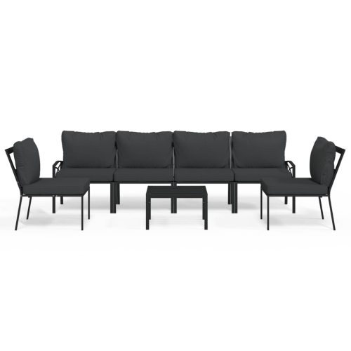 Image 1 of 10.. vidaXL 7 Piece Garden Lounge Set with Grey Cushions Steel