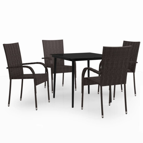 Image 1 of 6.. vidaXL 5 Piece Garden Dining Set Brown and Black