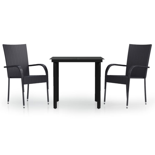 VIDAXL  3 Piece Outdoor Dining Set In Black
