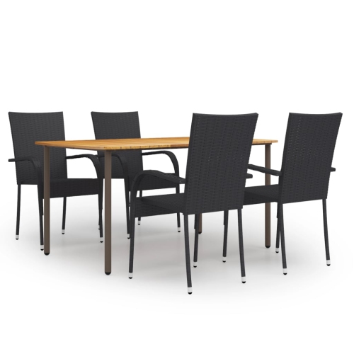 VIDAXL  5 Piece Garden Dining Set Poly Rattan In Black