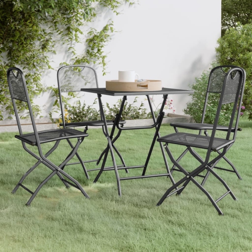 vidaXL 5 Piece Garden Dining Set Expanded Metal Mesh Anthracite