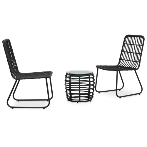 VIDAXL  3 Piece Bistro Set Poly Rattan In Black