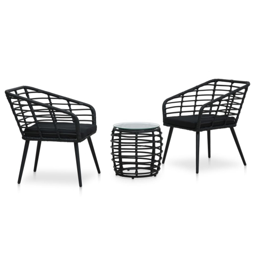 VIDAXL  3 Piece Bistro Set Poly Rattan In Black