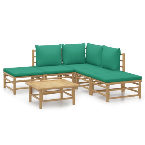 VIDAXL  6 Piece Garden Lounge Set With Cushions Bamboo In Green
