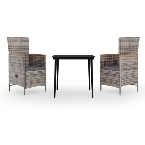 VIDAXL  3 Piece Garden Dining Set With Cushions In Grey