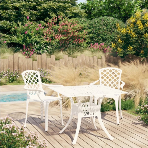 vidaXL 3 Piece Bistro Set Cast Aluminium White