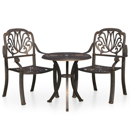vidaXL 3 Piece Bistro Set Cast Aluminium Bronze
