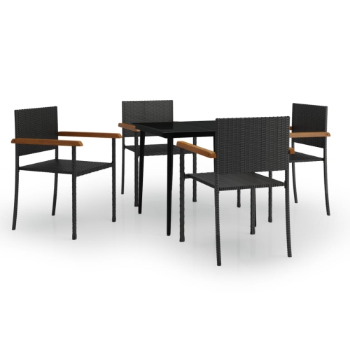 VIDAXL  5 Piece Garden Dining Set In Black