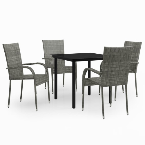 VIDAXL  5 Piece Garden Dining Set Grey And In Black