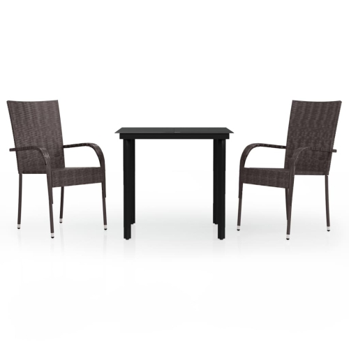 VIDAXL  3 Piece Outdoor Dining Set And Black In Brown