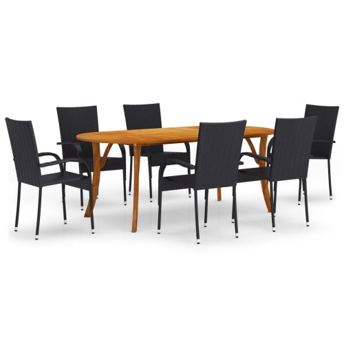 VIDAXL  7 Piece Garden Dining Set In Black