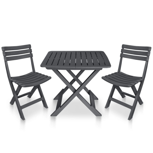 VIDAXL  3 Piece Folding Bistro Set Plastic Anthracite