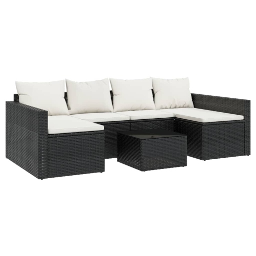 vidaXL 2 Piece Garden Lounge Set with Cushions Black Poly Rattan