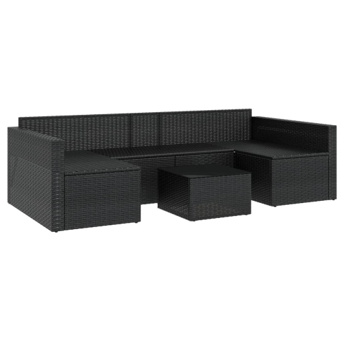 vidaXL 2 Piece Garden Lounge Set with Cushions Black Poly Rattan