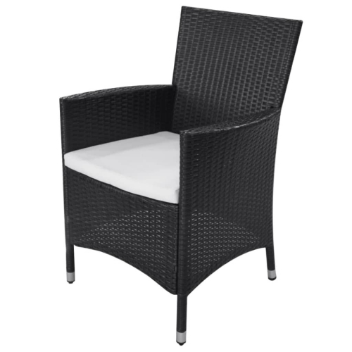vidaXL 11 Piece Patio Dining Set with Cushions Poly Rattan Black