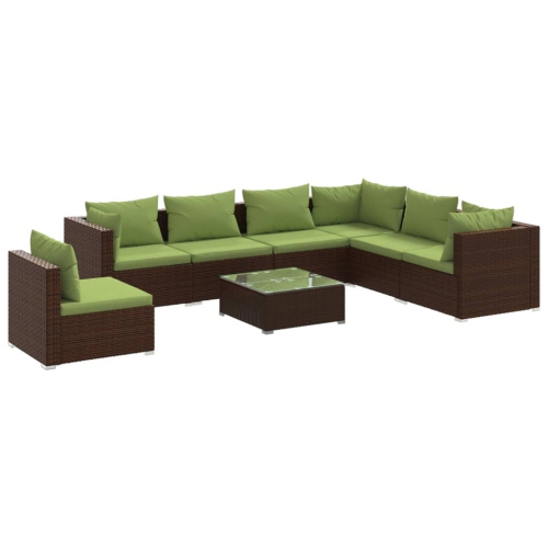 VIDAXL  8 Piece Garden Lounge Set With Cushions Poly Rattan In Brown