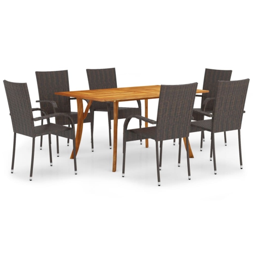 VIDAXL  7 Piece Garden Dining Set In Brown