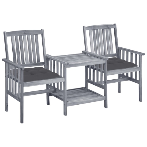 VIDAXL  Garden Chairs With Tea Table And Cushions Solid Acacia Wood