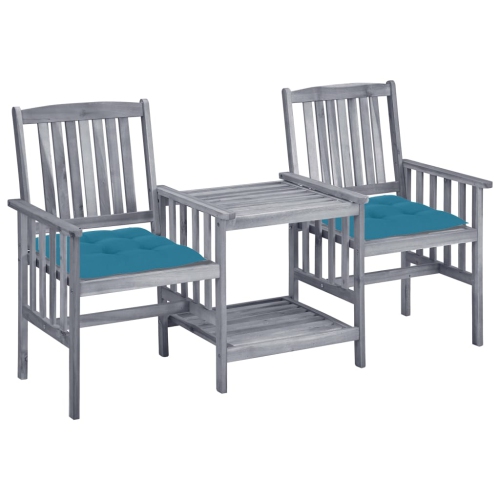 VIDAXL  Garden Chairs With Tea Table And Cushions Solid Acacia Wood