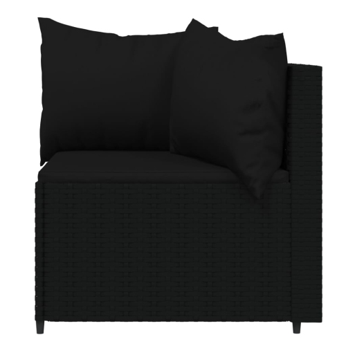 vidaXL 4 Piece Garden Lounge Set with Cushions Black Poly Rattan