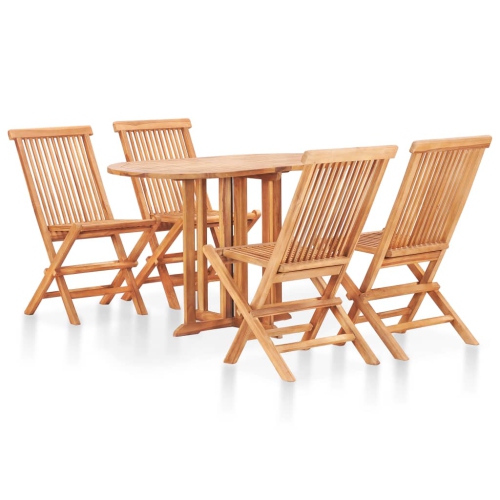 VIDAXL  5 Piece Folding Outdoor Dining Set Solid Teak Wood