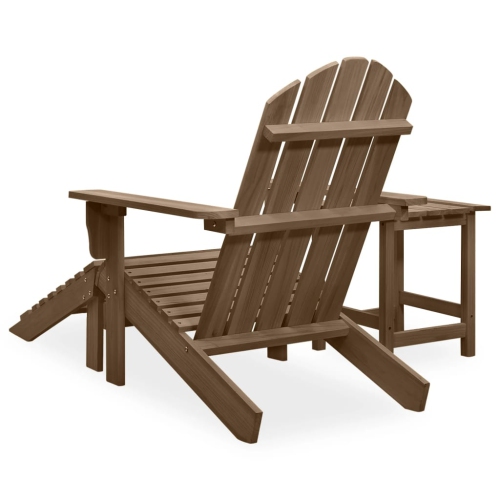vidaXL Garden Adirondack Chair with Ottoman&Table Solid Fir Wood Brown