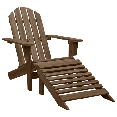vidaXL Garden Adirondack Chair with Ottoman&Table Solid Fir Wood Brown