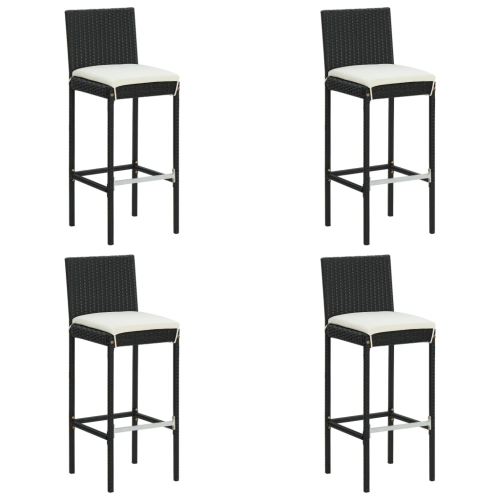 vidaXL 5 Piece Garden Bar Set with Cushions Black