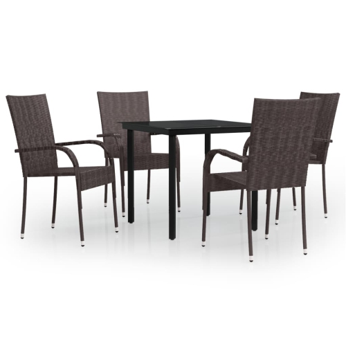 VIDAXL  5 Piece Outdoor Dining Set And Black In Brown