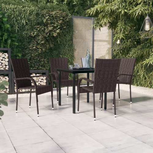 vidaXL 5 Piece Outdoor Dining Set Brown and Black