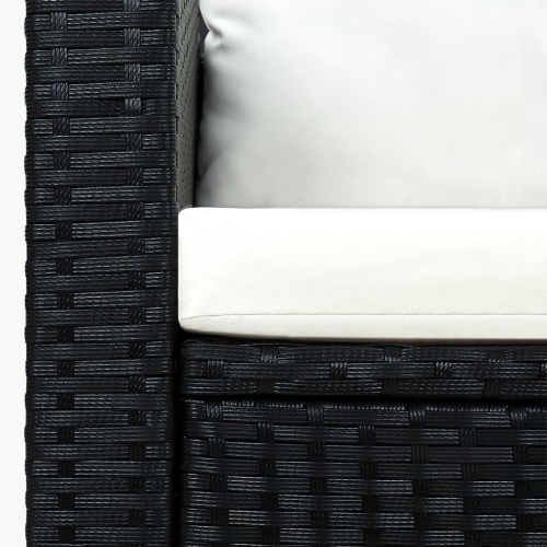 vidaXL 3 Piece Garden Lounge Set with Cushions Poly Rattan Black