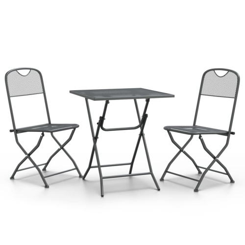 vidaXL 3 Piece Garden Dining Set Expanded Metal Mesh Anthracite