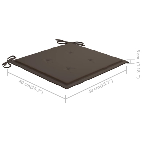 Ensemble bistro de 3 pièces avec coussins taupe en teck massif de vidaXL