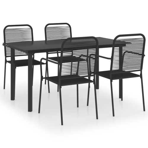 VIDAXL  5 Piece Garden Dining Set Glass And Steel In Black