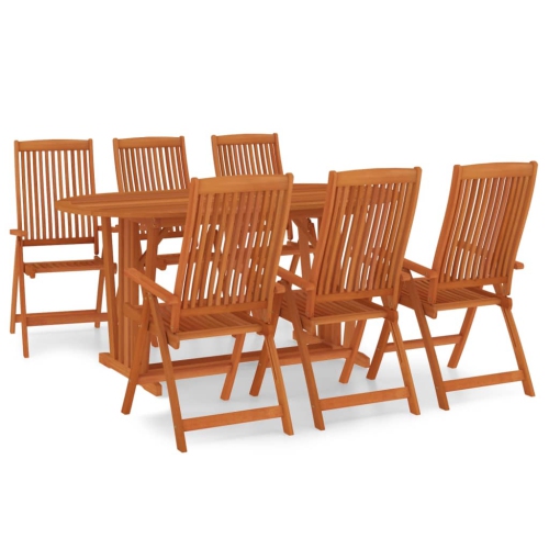 vidaXL 7 Piece Garden Dining Set Solid Wood Eucalyptus