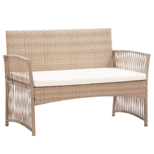 Ensemble de salon de jardin de 4 pièces avec coussin en poly rotin beige vidaXL