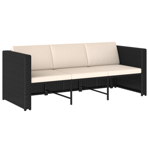 Ensemble patio 4 pièces avec coussins en poly rotin noir vidaXL