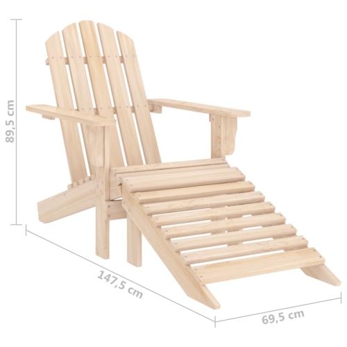 vidaXL Garden Adirondack Chair with Ottoman and Table Solid Fir Wood