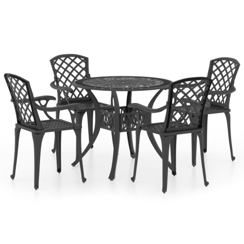 VIDAXL  5 Piece Bistro Set Cast Aluminium In Black