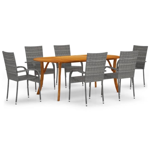 VIDAXL  7 Piece Garden Dining Set In Grey