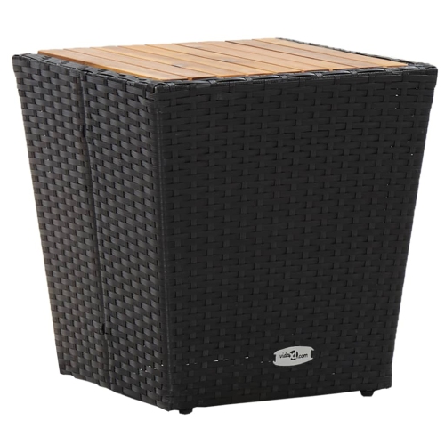 vidaXL 3 Piece Garden Bistro Set Poly Rattan and Acacia Wood Black