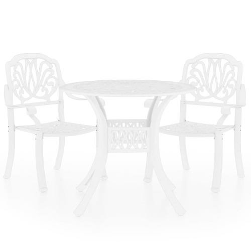 Ensemble bistro de 3 pièces en aluminium blanc moulé de vidaXL