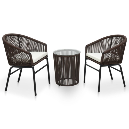 VIDAXL  3 Piece Bistro Set With Cushions Pe Rattan In Brown
