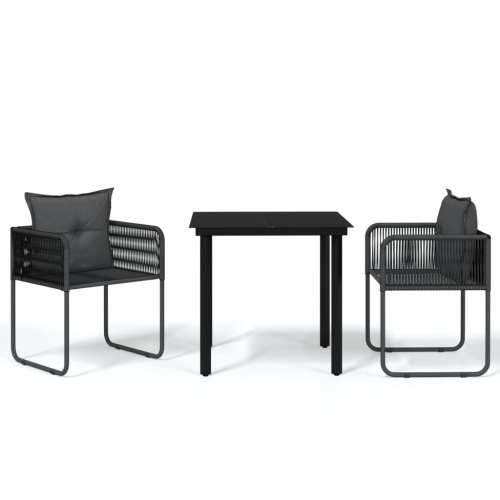 VIDAXL  3 Piece Garden Dining Set In Black