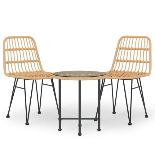 VIDAXL  3 Piece Garden Dining Set Poly Rattan