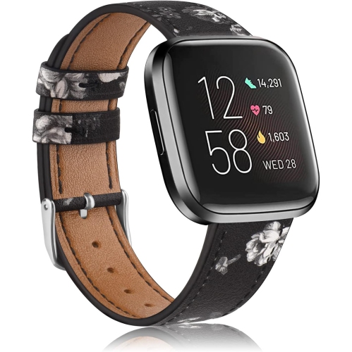 Leather Bands Compatible with Fitbit Versa 2 Bands Versa 2 Versa Lite Versa SE for Women Men Classic Genuine