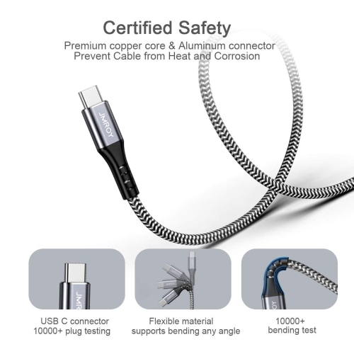 Câble USB-C à USB-C 60 W, paquet de 2 câbles USB-C à chargement rapide 6,6 pi PD QC 3,0, compatible avec Samsung S22/S21/S20 Ultra,