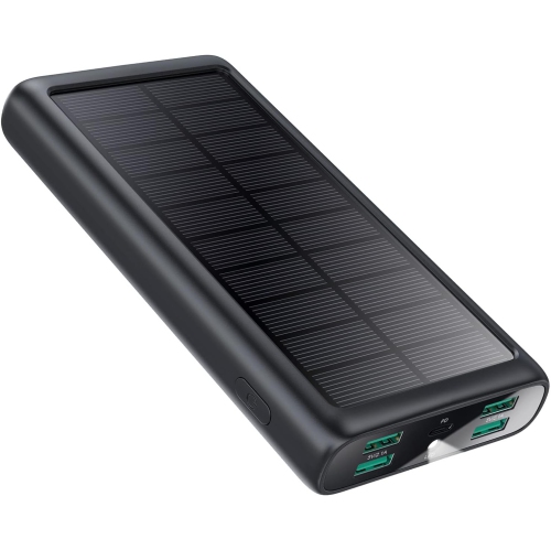 Chargeur portable 36800&nbsp;mAh, 5 sorties, chargeur solaire, chargeur portable d'entrée/sortie USB C, batterie extérieure IP65 avec LED