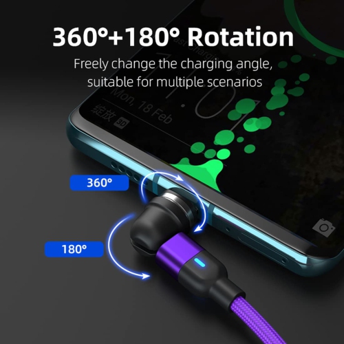 540° Rotation Magnetic Charging Cable, 3 in 1 Magnet Phone Charger Cord Static Wire, with Tip Adapter Micro