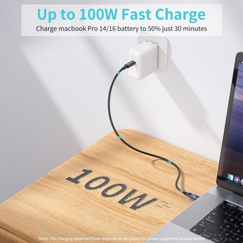 USB 4.0 Cable for Thunderbolt 4 Cable 2.62ft, USB C Cable 40 Gbps, with 100W Charging, Single 8K@60HZ or Dual